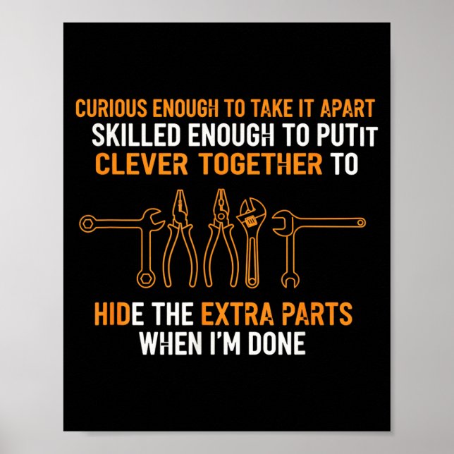 Poster Mechanic Curious Enough To Take It Apart Funny Aut (Frente)