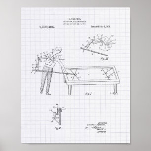 Pôster Mechanical Billiard 1919 Patent Art - Lined Peper