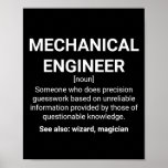 Poster Mechanical Engineer Definition Meaning<br><div class="desc">Mechanical Engineer Definition Meaning: Someone who does precision guesswork based on unreliable information provided by those of questionable knowledge. See also: wizard,  magician</div>