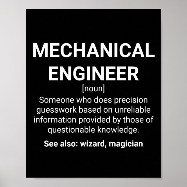 Poster Mechanical Engineer Definition Meaning (Frente)