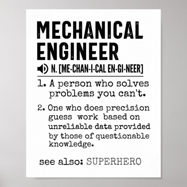 Poster Mechanical Engineer Dictionary Definition (Frente)