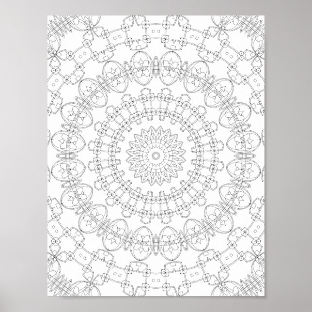 Poster Mechanical Petal Rings Coloring Page Pattern Art (Frente)