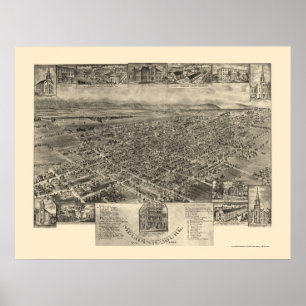 Pôster Mechanicsburg, mapa panorâmico do PA - 1903