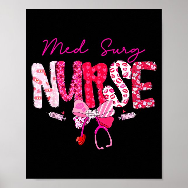 Poster Med Surg Nurse Valentine's Day Stethoscope Coquett (Frente)