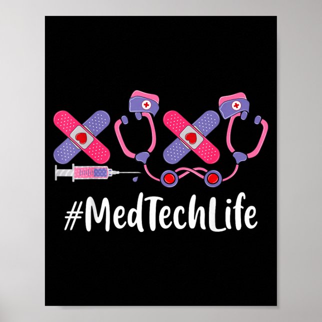 Poster Med Tech Valentines Day Women Heart Stethoscope Ap (Frente)