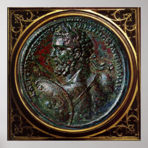 PÔSTER MEDALHÃO DE BRONZE ROMANO ANTIGO SÉPTIMO SEVERO