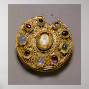 Poster Medalhão de Kolt, conjunto de ouro com pérolas e