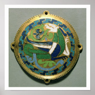 Poster Medalhão que descreve um dragão, francês, de
