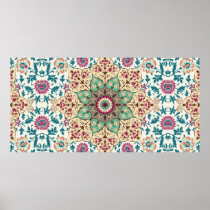 Poster Medallion Vintage, padrão multicolorido em turco,