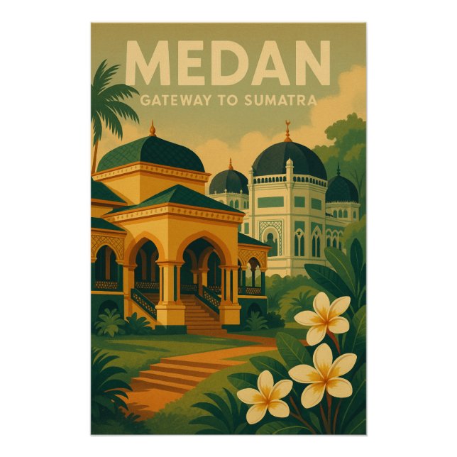 Pôster Medan, Indonésia viagem (Frente)