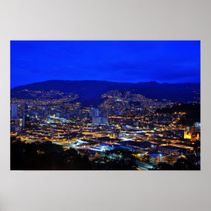 Pôster Medellin, Colômbia à Noite