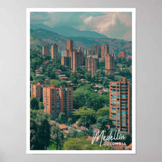 Poster Medellin Colombia Art viagem famoso (Frente)