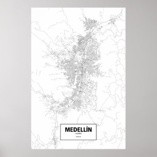 Poster Medellín, Colômbia (preto no branco)