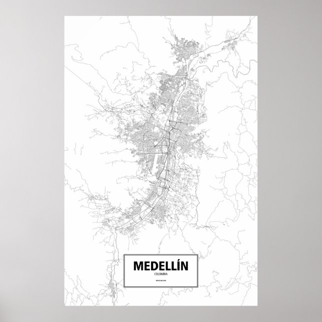 Poster Medellín, Colômbia (preto no branco) (Frente)