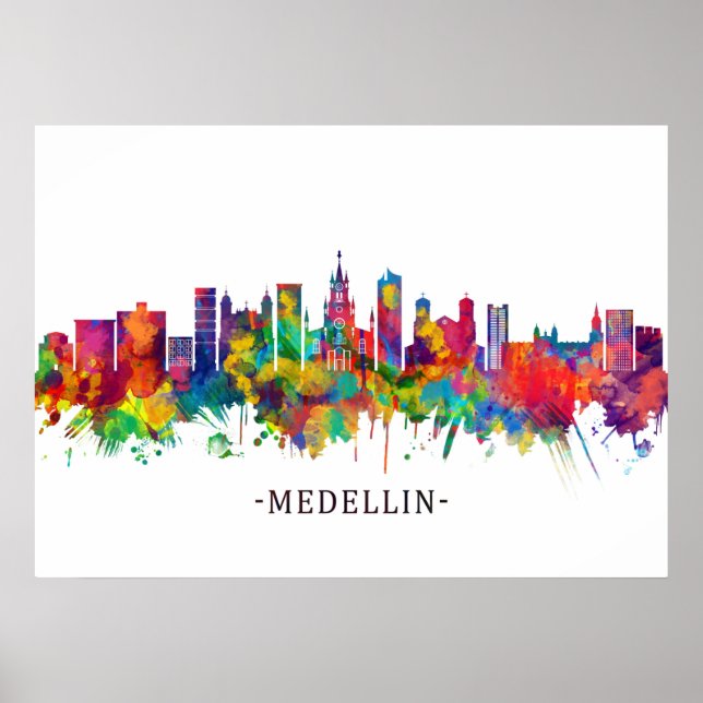 Poster Medellin Colombia Skyline (Frente)