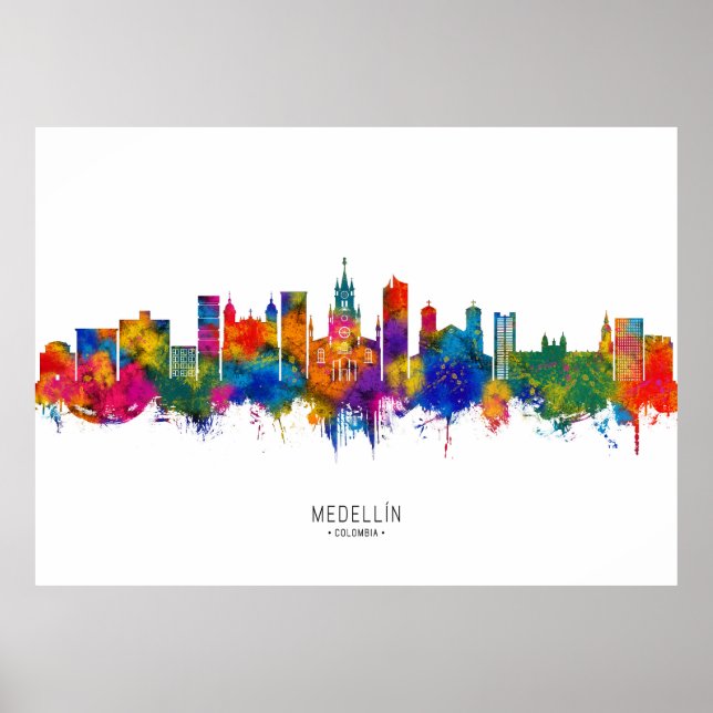 Poster Medellin Colombia Skyline (Frente)