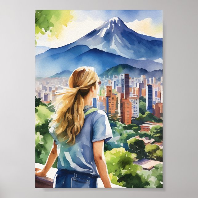 Poster Medellin Colombia Watercolor (Frente)
