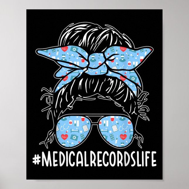 Poster Medical Records Week Appreciation Women Messy Bun  (Frente)