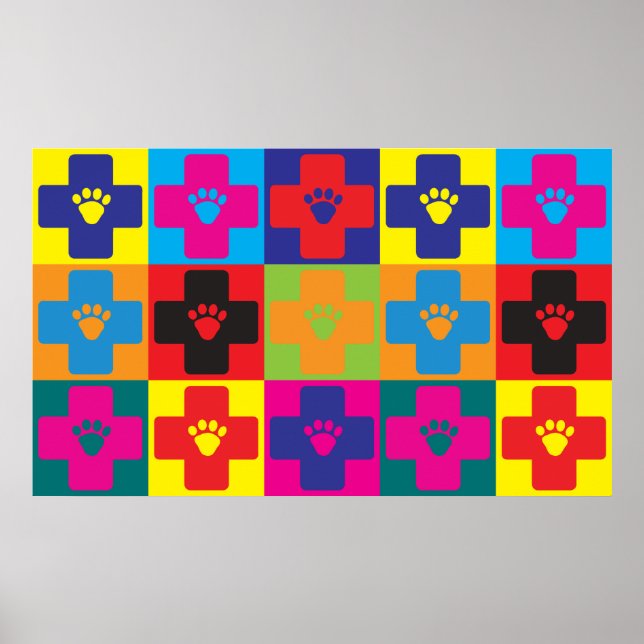 Poster Medicina Veterinária Pop Art (Frente)