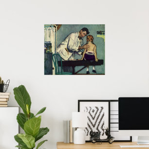 Poster Medicina Vintage, Doutor Vendo uma Menina Paciente
