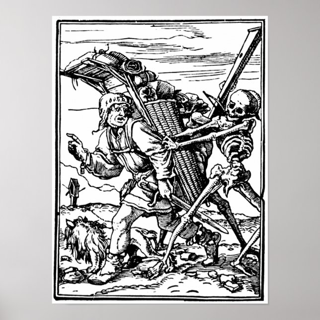 Poster Medieval Memento Mori Engraving (Frente)