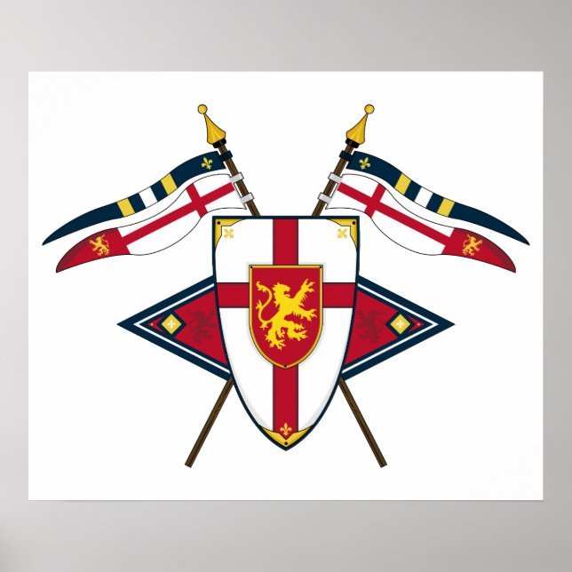 Pôster Medieval Shield and Flags Card (Frente)