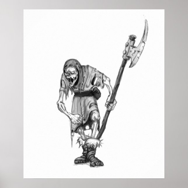 Poster Medieval Undead Fantasy Monster Drawing (Frente)