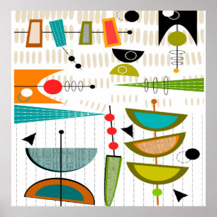Poster Médio inspirado moderno do século do Abstrato