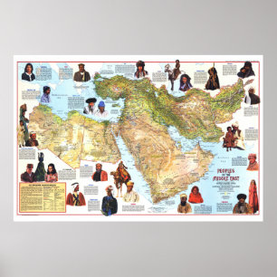 Poster "Médio Oriente: mapa das Pessoas e Culturas de 197