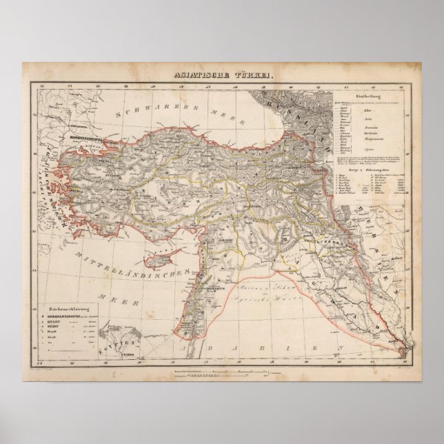 Pôster Médio Oriente, Turquia, Síria (Frente)