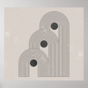 Poster médio-século abstrato, formas geométricas de equil