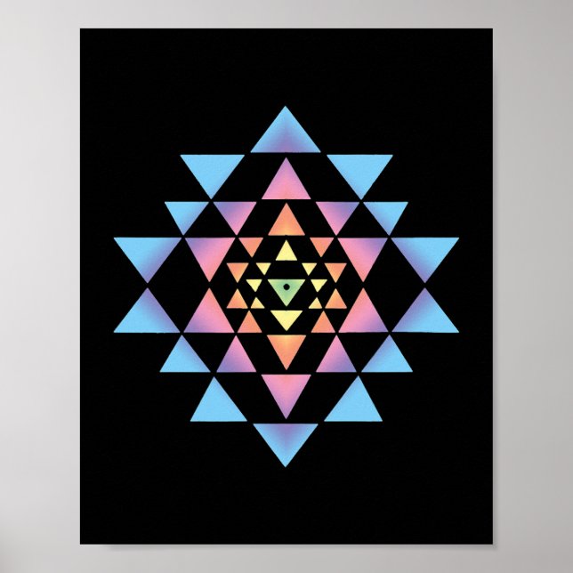 Poster Meditação budista Shri Yantra Ze de Geometria Sagr (Frente)