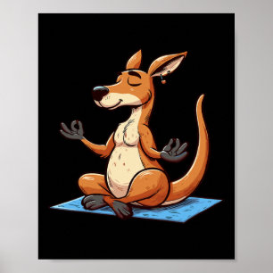Poster Meditacão Canguru Pose de Ioga Animal Relaxante
