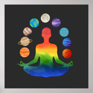 Poster Meditação Cosmic Chakra   Yoga da Energia Espiritu