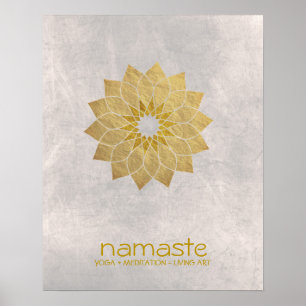 Poster Meditação da ioga de Namaste da aguarela da flor