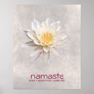 Pôster Meditação da ioga de Namaste da aguarela da flor