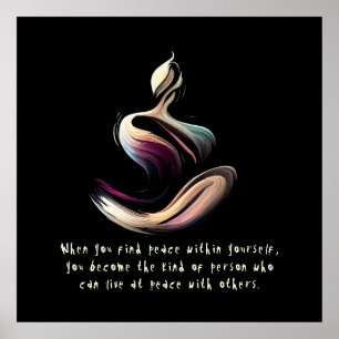 Poster Meditação de Instrutor Yoga Pose Pose Pincel Citaç