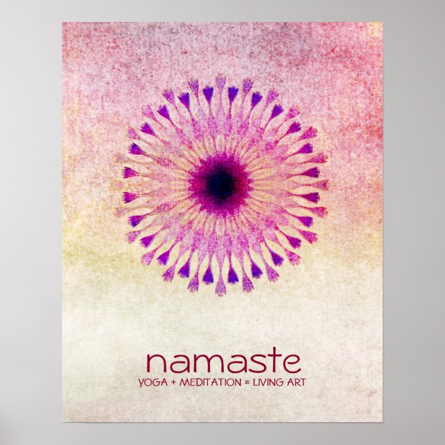 Pôster Meditação de Lótus Flower Watercolor Namaste Yoga (Frente)