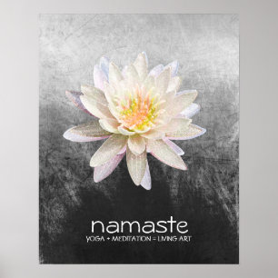 Pôster Meditação de Lótus Flower Watercolor Namaste Yoga