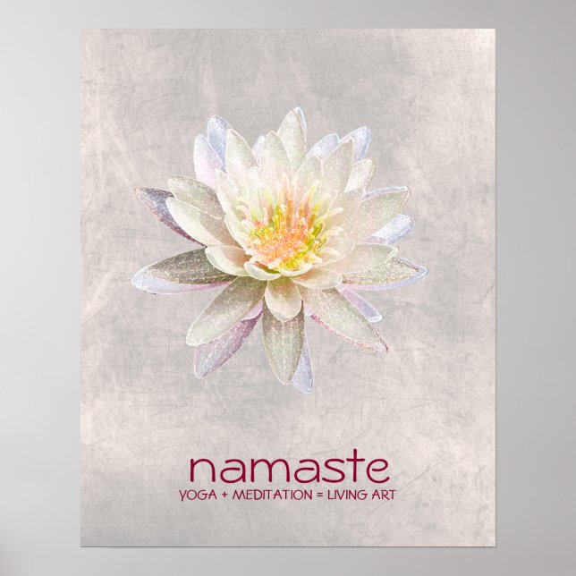 Pôster Meditação de Lótus Flower Watercolor Namaste Yoga (Frente)