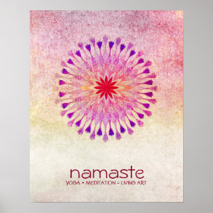 Pôster Meditação de Lótus Flower Watercolor Namaste Yoga