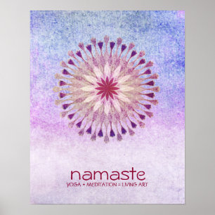 Poster Meditação de Lótus Flower Watercolor Namaste Yoga