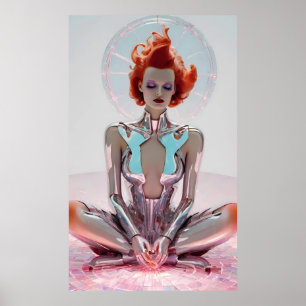Poster Meditação de Mooncore - Arte Surreal Ken Gage