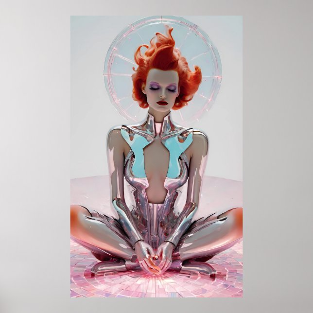 Poster Meditação de Mooncore - Arte Surreal Ken Gage (Frente)