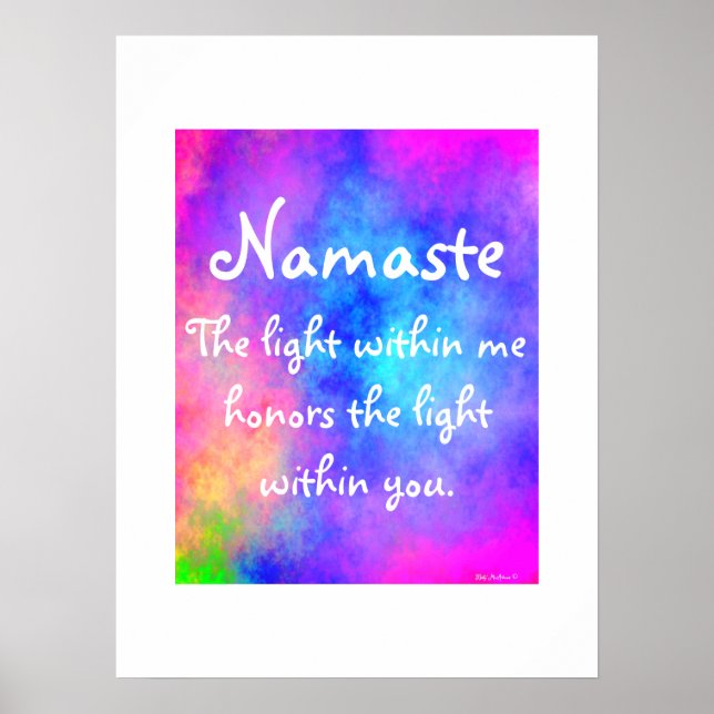 Poster Meditação de Namaste Yoga Brilhante Aquarela Color (Frente)