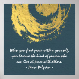 Pôster Meditação de Namaste Yoga cita sinal azul Dourado