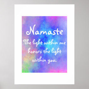 Poster Meditação de Nomes Modernos Yoga Colorida Watercol