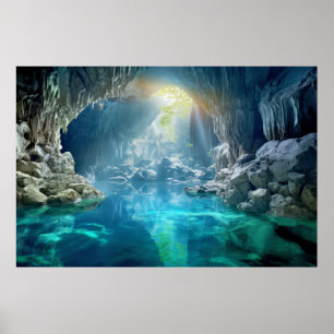 Poster Meditação de Paisagem Caverna Calma Serena