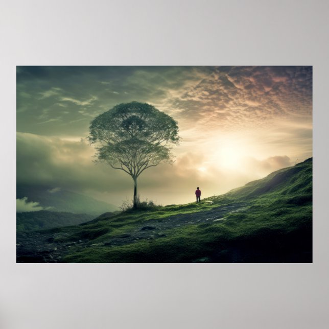 Poster Meditação de Paisagem Serene Tranquil (Frente)