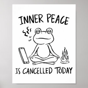 Poster Meditação de Rã Engraçada Yoga Meme Arte Ingênua P